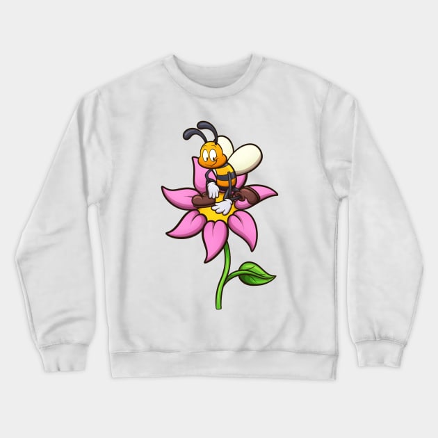 Cartoon Bee On Flower Crewneck Sweatshirt by TheMaskedTooner